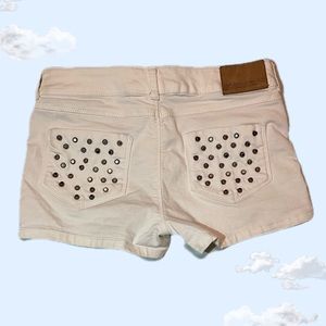 2010’s Low-Rise White Zara Studded Denim Shorts